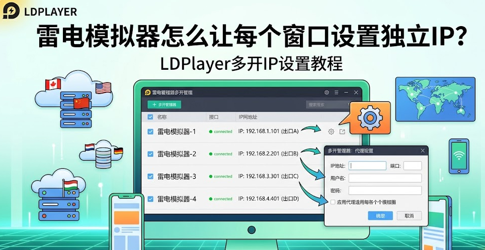 雷电模拟器怎么让每个窗口设置独立IP