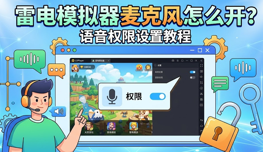 雷电模拟器麦克风怎么开?语音权限设置、没声音和游戏开麦失败完整教程