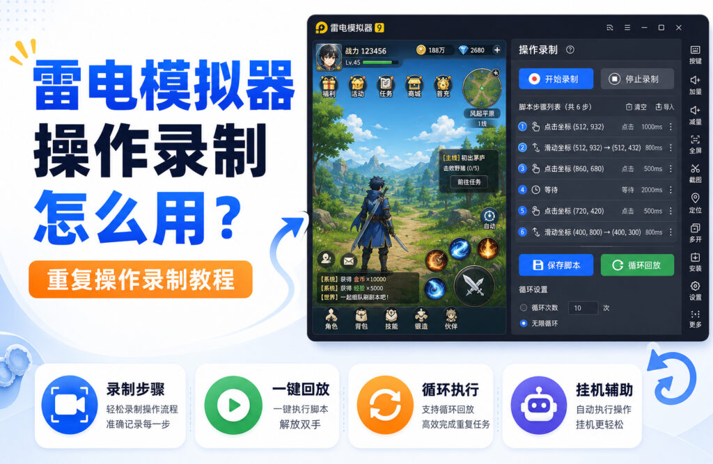 雷电模拟器操作录制怎么用？重复操作录制与无限循环脚本教程