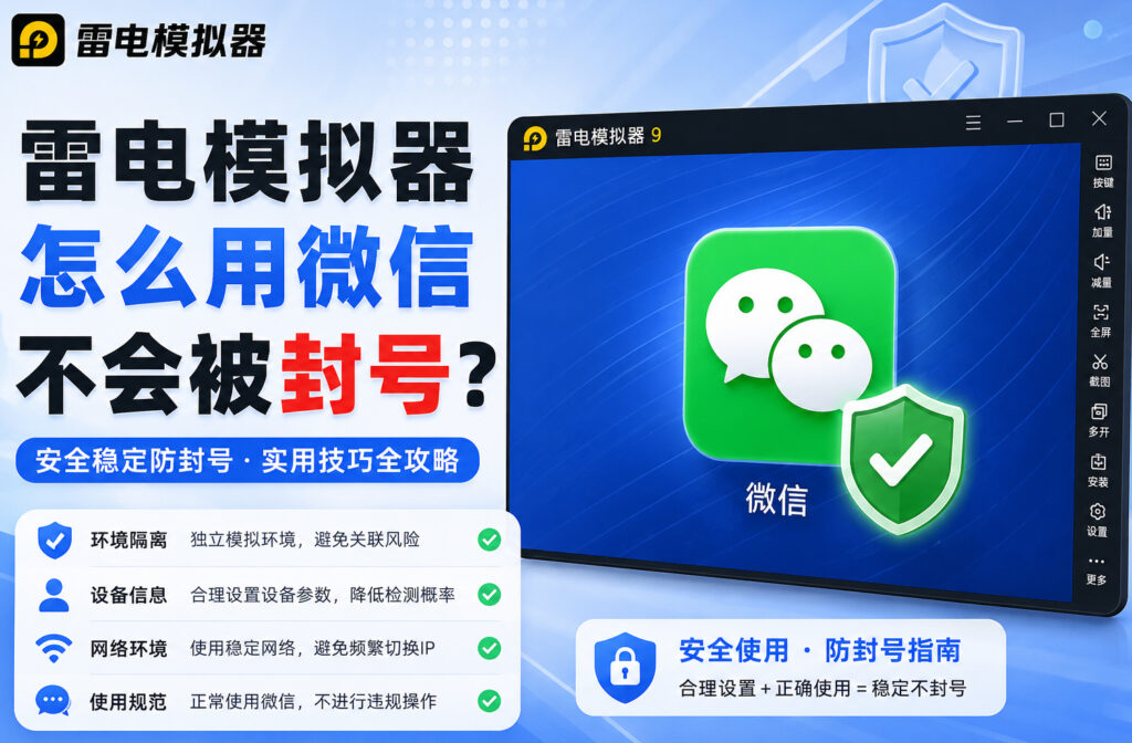 雷电模拟器怎么用微信不会被封号？2026最新实操教程