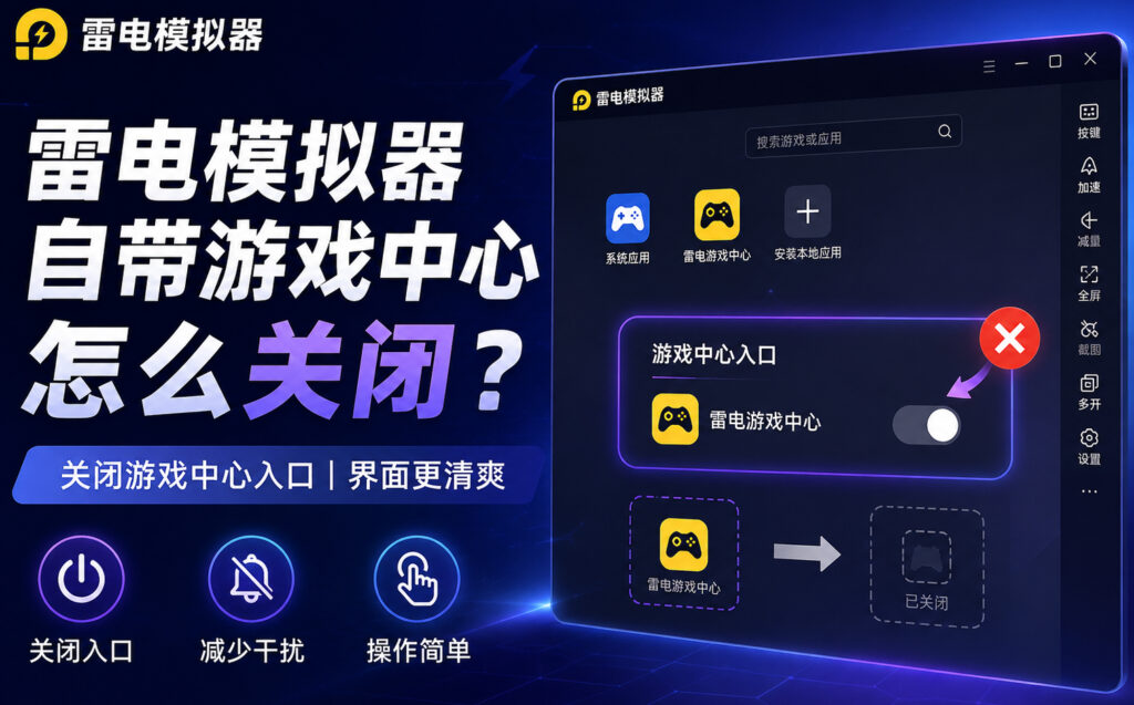 雷电模拟器自带游戏中心怎么关闭？隐藏图标与彻底卸载排错指南