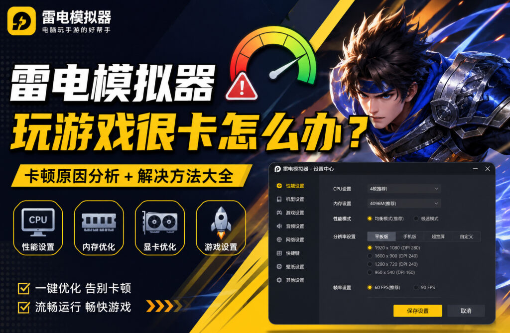 雷电模拟器玩游戏很卡怎么办？2026优化指南