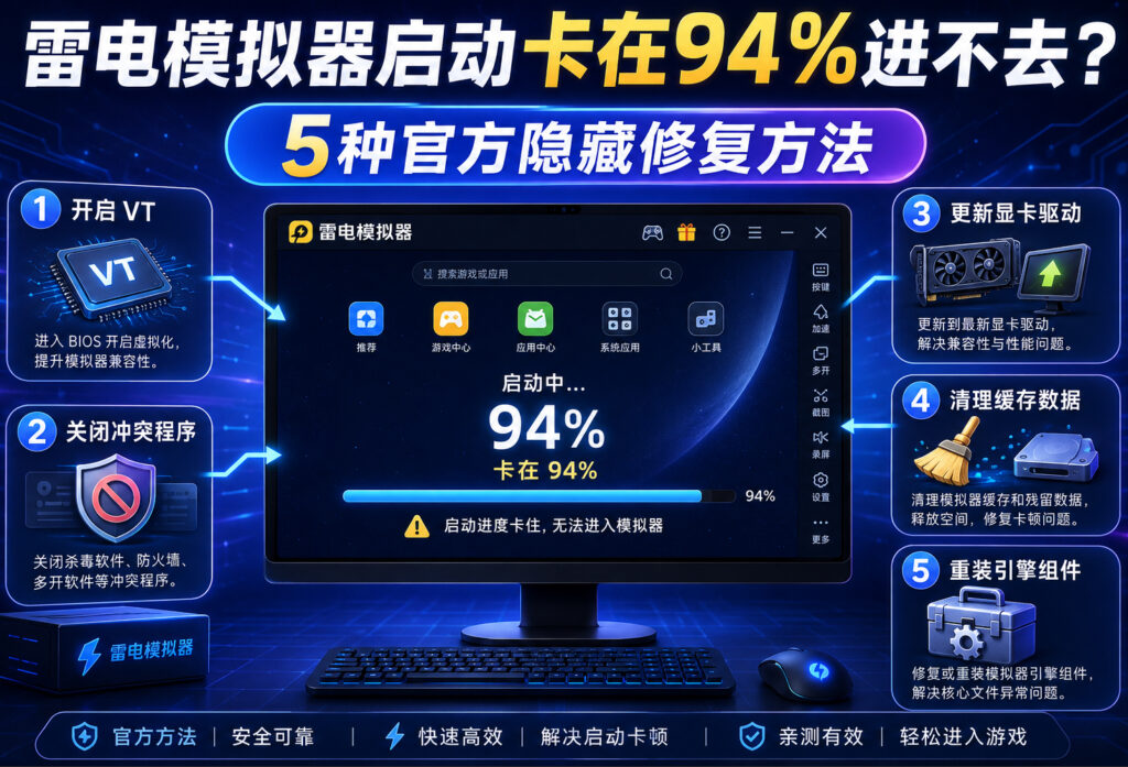 雷电模拟器启动卡在94%进不去