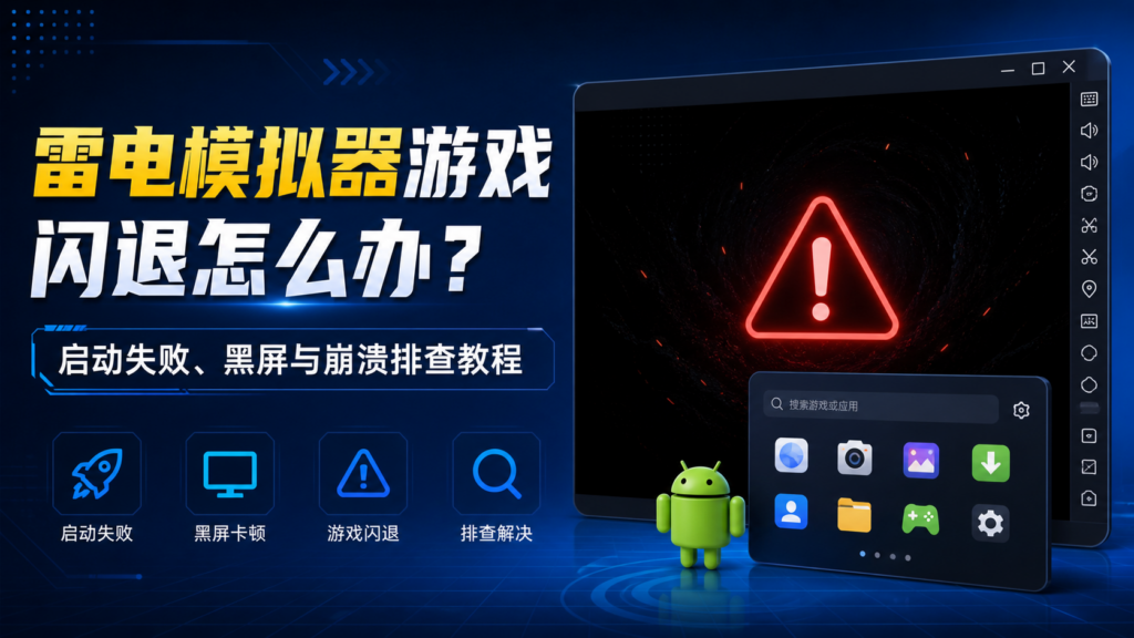 雷电模拟器游戏闪退启动失败黑屏排查教程封面图