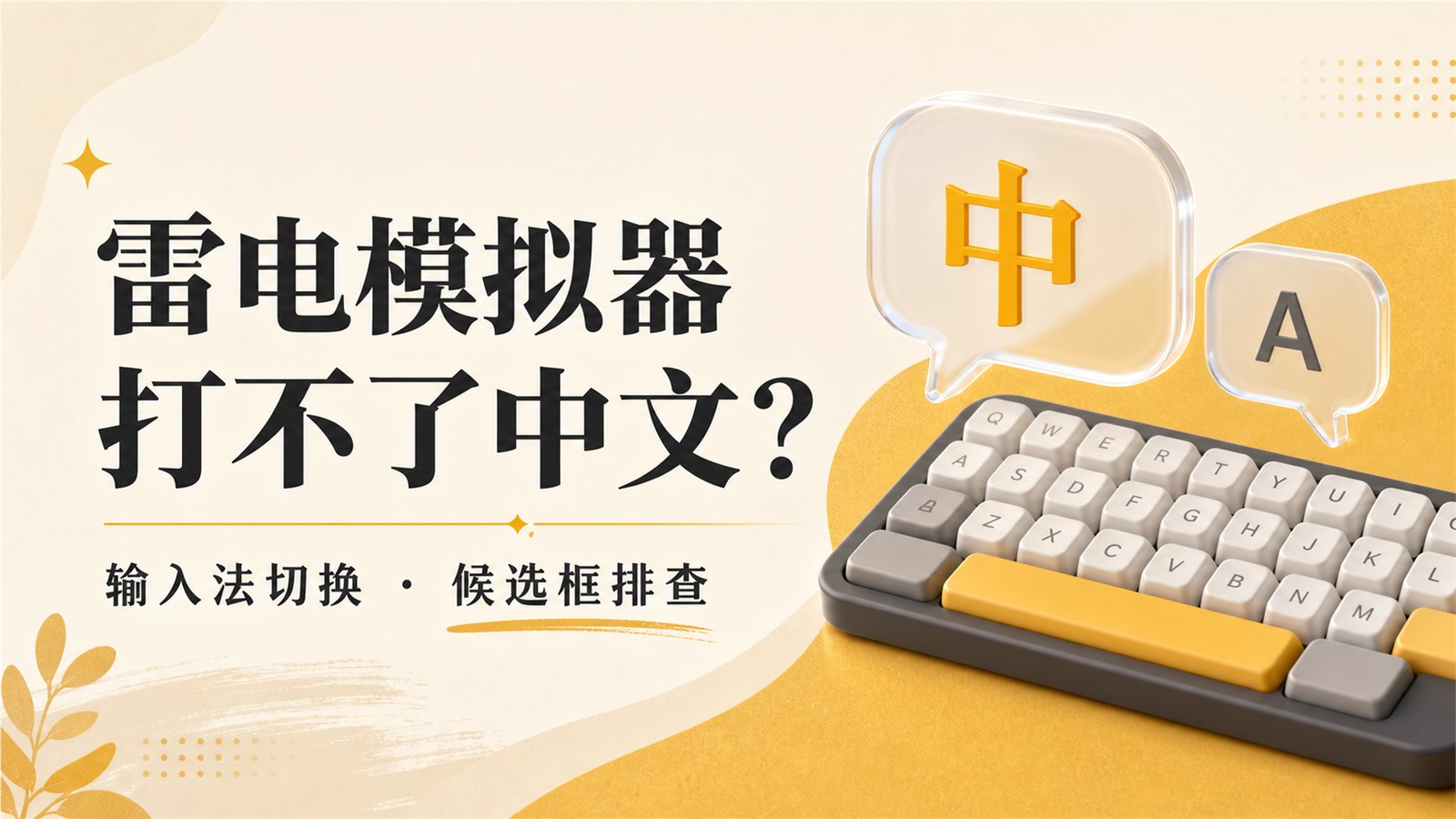雷电模拟器打不了中文：输入法切换与候选框排查封面